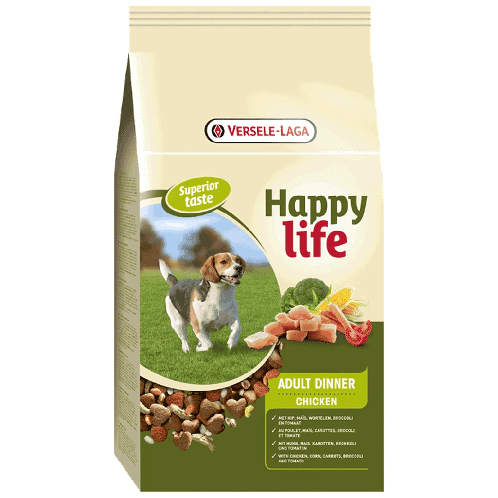 Happy Life Adult Piletina Dinner - suva hrana za odrasle pse, 15 kg