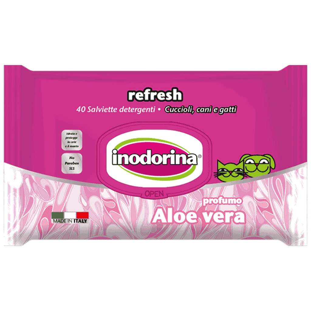 Inodorina Refresh Aloe Vera - vlažne maramice za pse i mačke, 40 kom