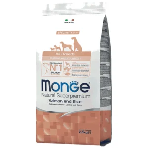 Monge Monoprotein All Breeds Puppy and Junior - monoproteinska hrana za štence, losos i pirinač