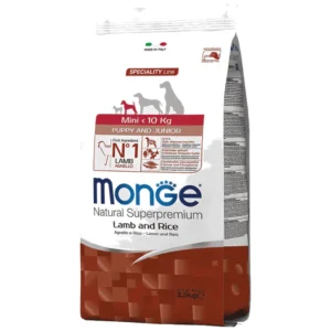 Monge Monoprotein Mini Puppy and Junior - monoproteinska hrana za štence malih rasa, jagnjetina i pirinač
