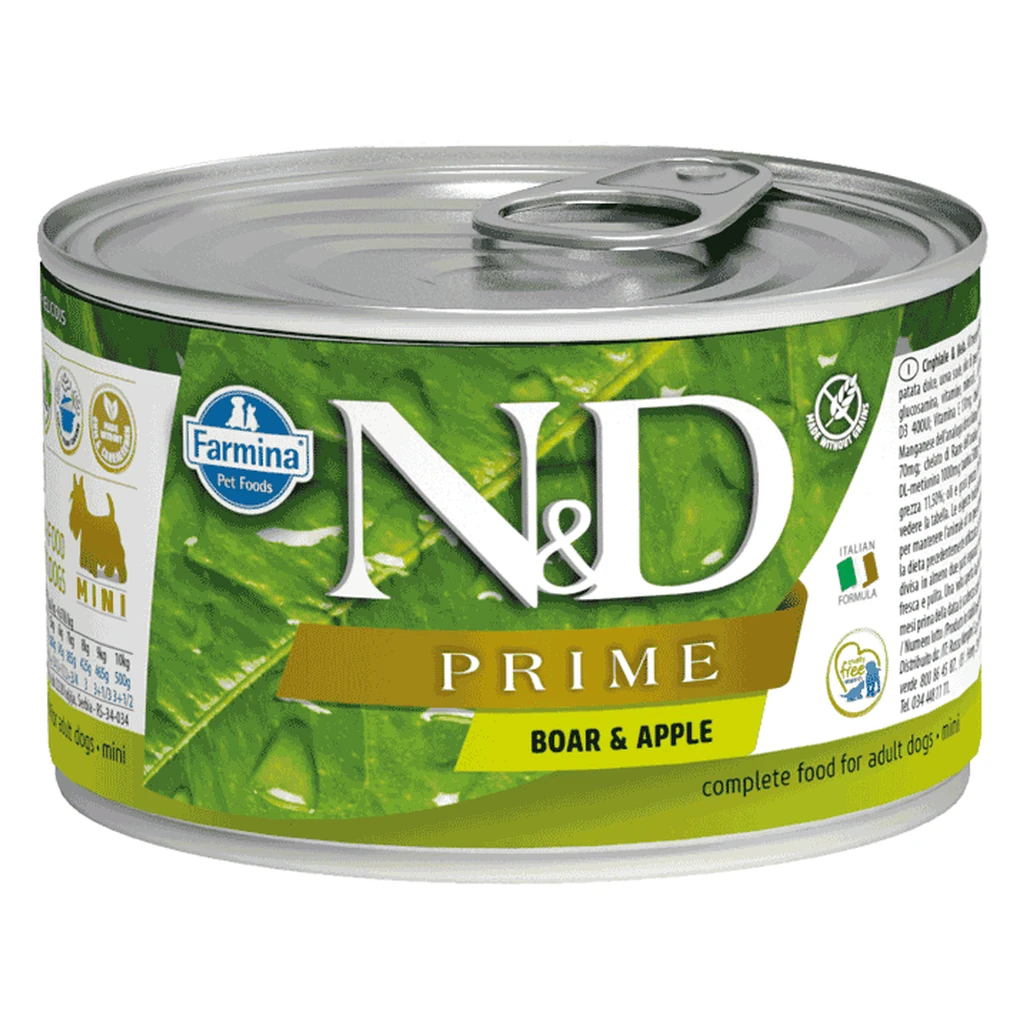 N&D Prime Mini Adult - konzerva za odrasle pse malih rasa sa jabukom i divljom svinjom, 140 g