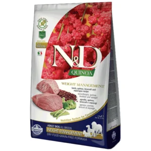 N&D Quinoa Medium/Maxi Dog Weight Management - hrana za kontrolu telesne težine pasa srednjih i velikih rasa, jagnjetina, brokoli i špargla