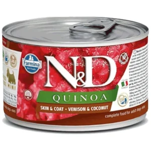 N&D Quinoa Mini Skin and Coat - konzerva za pse malih rasa za zdravu kožu i dlaku sa kinoom i jelenom, 140 g