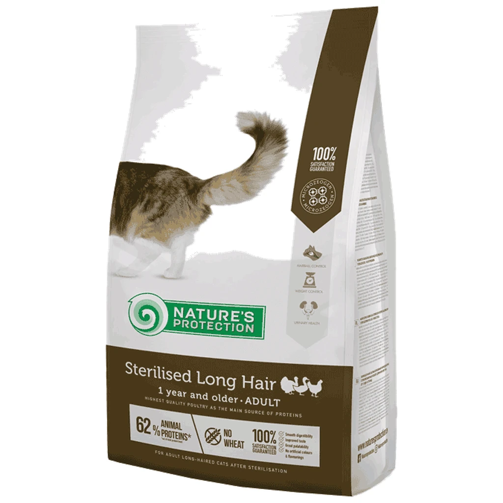Nature's Protection Dry Feed Longhair Sterilised - suva hrana za sterilizovane dugodlake mačke, sa živinom