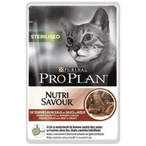 Pro Plan Nutri Savour Sterilised - vlažna hrana za sterilisane mačke sa govedinom, 85 g
