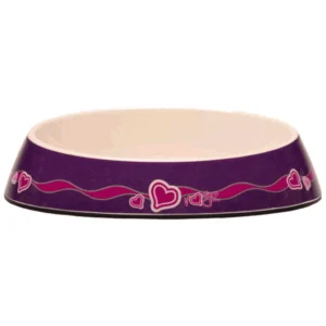 Rogz Melamin Purple Hearts - melaminska posuda za mačke, 200 ml